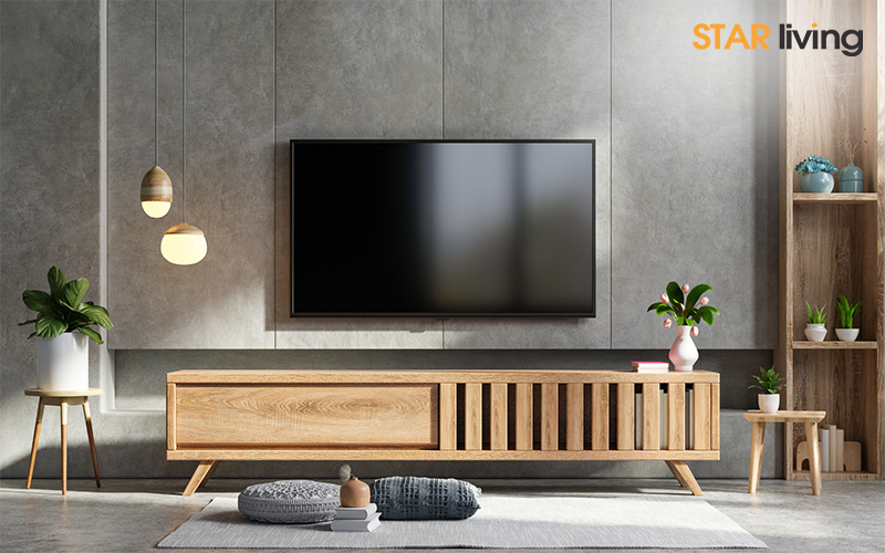 Functional wooden TV console